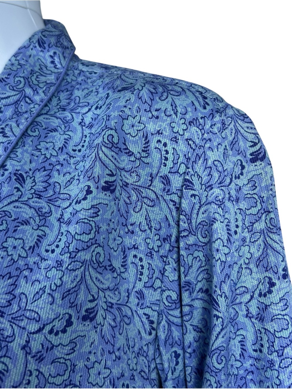 April Cornell Floral Maxi Shirt Dress Size L Rayon Blue Boho Cottagecore Country - Picture 9 of 16